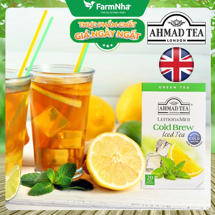 (Combo 2) Trà Ahmad Tea Lemon & Mint Iced Tea Cold Brew 42g 20túix2.1g Túi thiếc – Chanh Bạc Hà Tươi Mát & Sảng Khoái