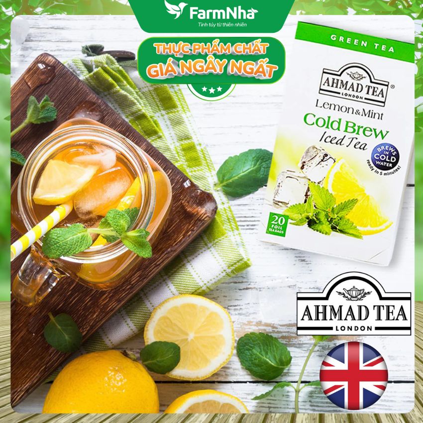 (Combo 2) Trà Ahmad Tea Lemon & Mint Iced Tea Cold Brew 42g 20túix2.1g Túi thiếc – Chanh Bạc Hà Tươi Mát & Sảng Khoái