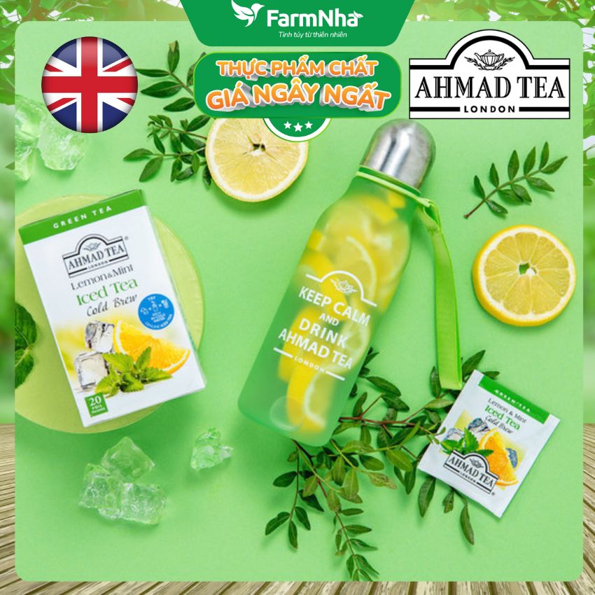 (Combo 2) Trà Ahmad Tea Lemon & Mint Iced Tea Cold Brew 42g 20túix2.1g Túi thiếc – Chanh Bạc Hà Tươi Mát & Sảng Khoái