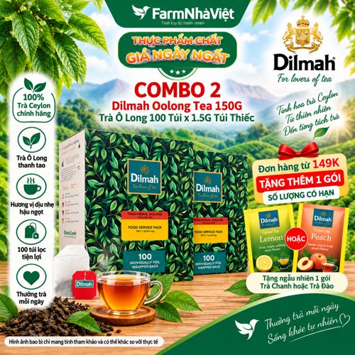 (Combo 2) Trà Dilmah Traditional Oolong All Natural Tea 200g 100x2g Túi Thiếc – Trà Olong Tự Nhiên Đậm Đà