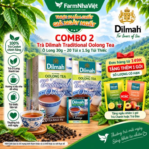 (Combo 2) Trà Dilmah Traditional Oolong Tea All Natural 30g 20 Túix1.5g Túi Bạc Riêng Biệt – Trà Ô Long Hương Vị Tự Nhiên Đậm Đà