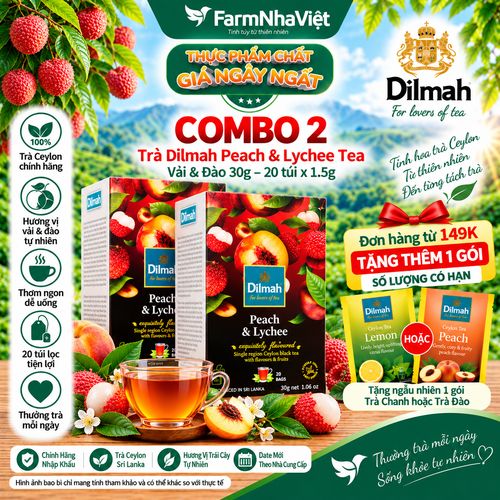 (Combo 2) Trà Dilmah Peach & Lychee Hương Đào Và Vải Túi Lọc 30g 20 túi x 1.5g