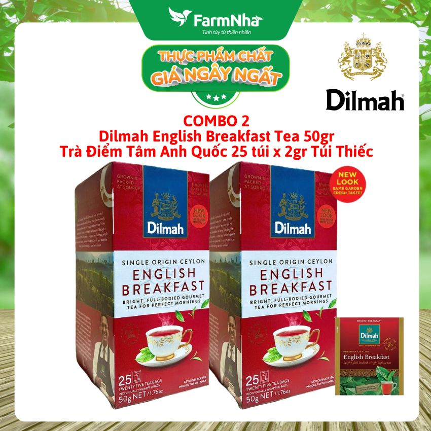 (Combo 2) Trà Dilmah English Breakfast Tea 50g 25 Túix2g Túi Thiếc – Trà Buổi Sáng Anh Quốc Tuyệt Vời