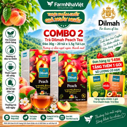 (Combo 2) Trà Dilmah Peach hương Đào túi lọc 30g 20 túi x 1.5g - Tinh hoa trà Sri Lanka