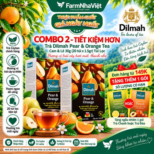 (Combo 2) Trà Dilmah Pear & Orange 30g 20 túi x 1.5g Hương Cam Lê - Tinh hoa trà Sri Lanka