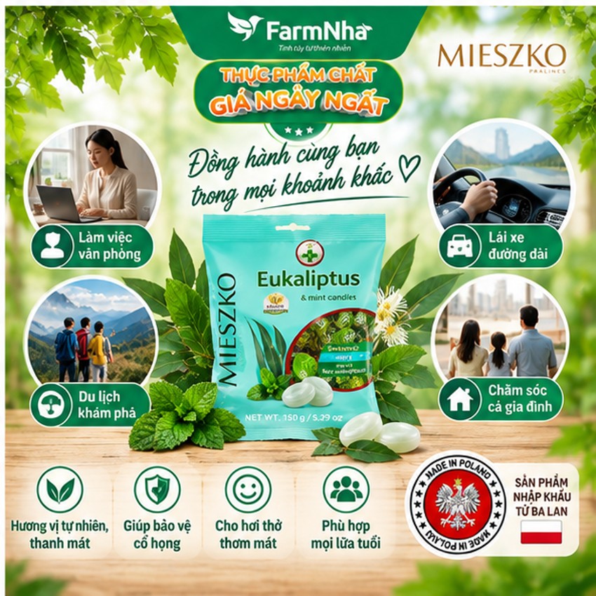 (Combo 3) Kẹo Eukalyptus & Mint Candies 150g – Kẹo Bạc Hà Khuynh Diệp Nguyên Bản