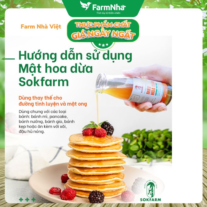 (Combo 3) Mật Hoa Dừa Cô Đặc Hữu Cơ Sokfarm 250g Cho Bé | Mật Ngọt Tự Nhiên GI Thấp Hữu Cơ