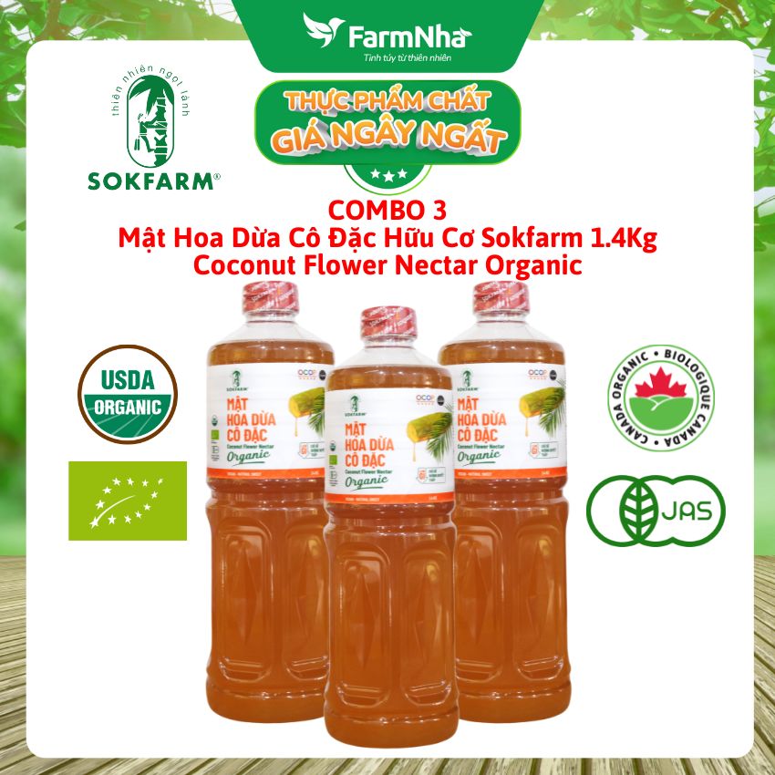 (Combo 3) Mật hoa dừa Sokfarm 1.4kg - Bổ sung khoáng chất và kiểm soát đường huyết hiệu quả