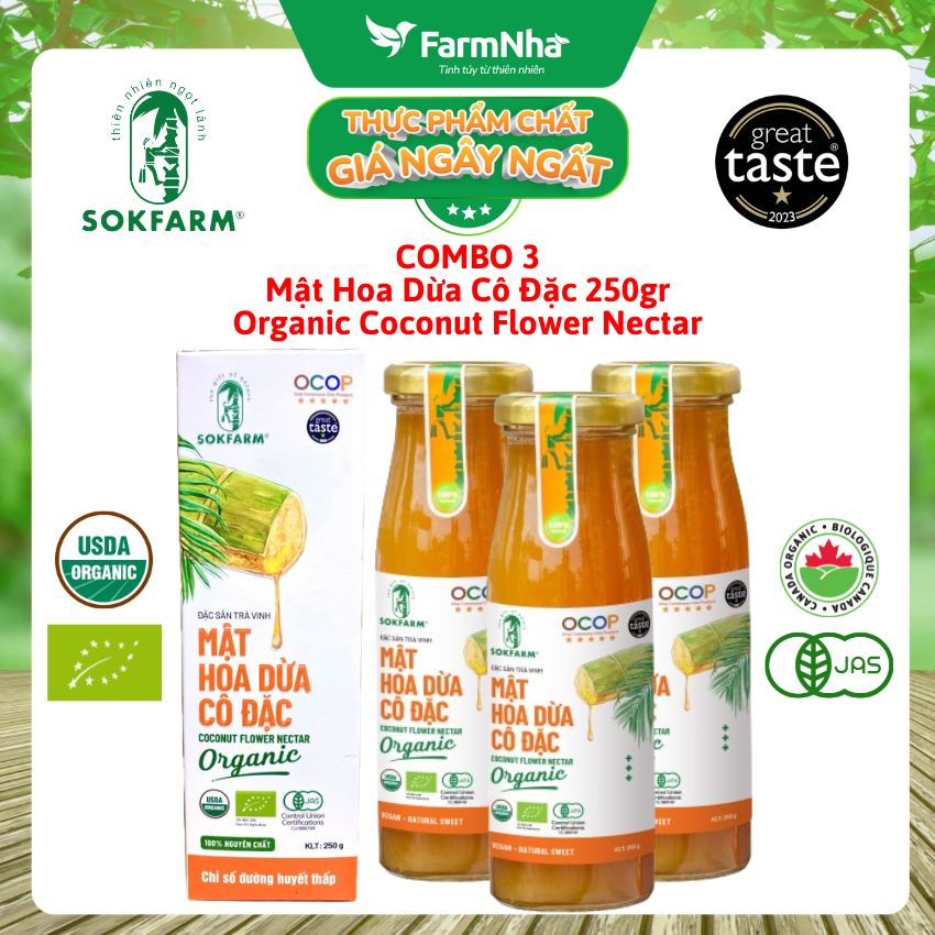 (Combo 3) Mật hoa dừa Sokfarm 250g - Bổ sung khoáng chất và kiểm soát đường huyết hiệu quả