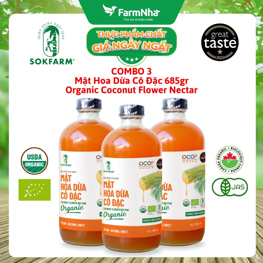 (Combo 3) Mật hoa dừa Sokfarm 685gr - Bổ sung khoáng chất và kiểm soát đường huyết hiệu quả