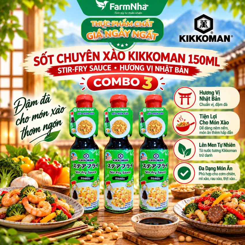 (Combo 3) Sốt Chuyên Xào Kikkoman Stir-Fry Sauce 150ml - Món Xào Ngon Chuẩn Nhà Hàng tại Nhà 