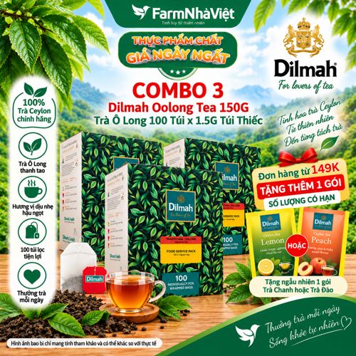 (Combo 3) Trà Dilmah Traditional Oolong All Natural Tea 200g 100x2g Túi Thiếc – Trà Olong Tự Nhiên Đậm Đà