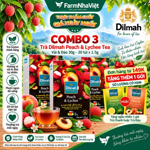 (Combo 3) Trà Dilmah Peach & Lychee Hương Đào Và Vải Túi Lọc 30g 20 túi x 1.5g