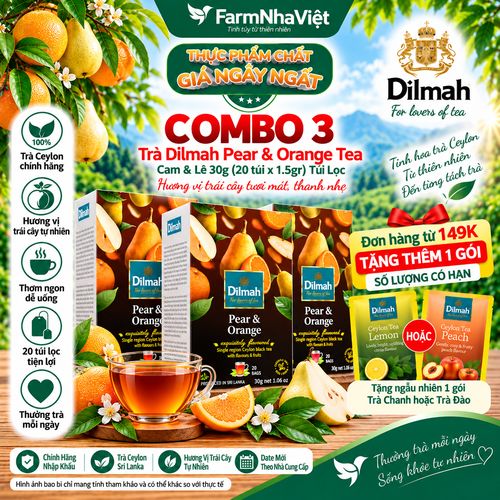 (Combo 3) Trà Dilmah Pear & Orange 30g 20 túi x 1.5g Hương Cam Lê - Tinh hoa trà Sri Lanka