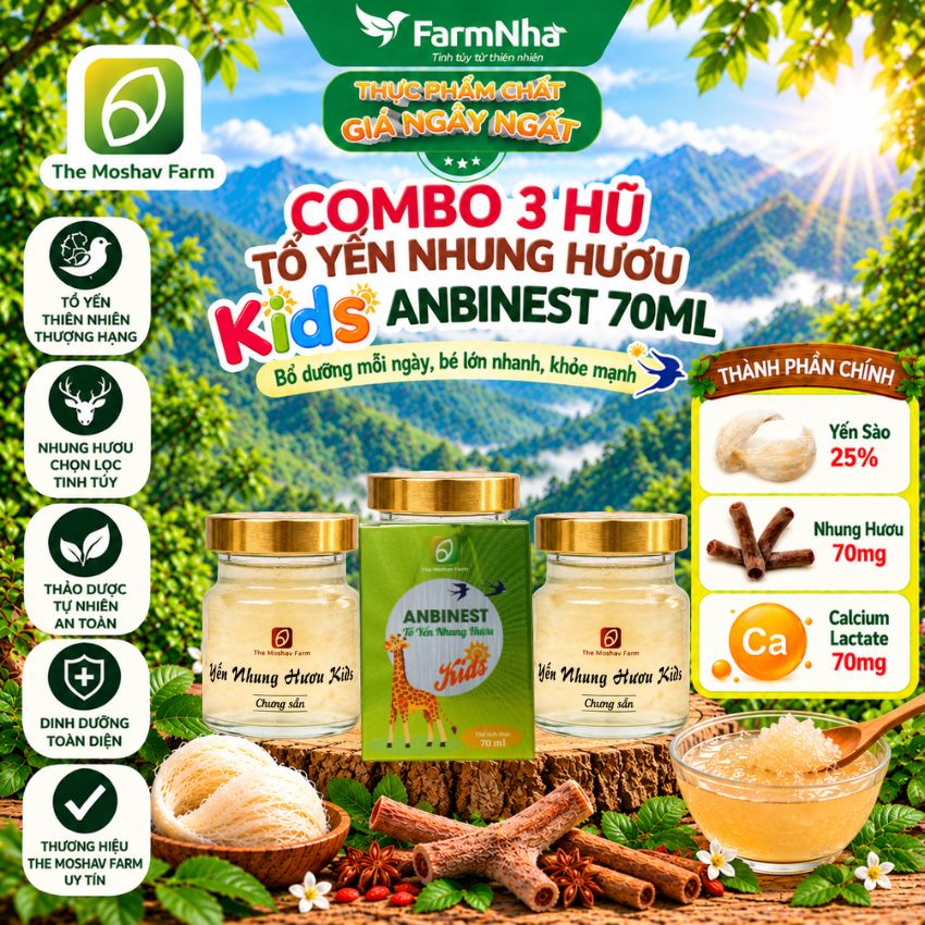 Tổ Yến Nhung Hươu ANBINEST Kids 70ml – Dinh Dưỡng Vượt Trội Cho Trẻ Em Phát Triển Toàn Diện