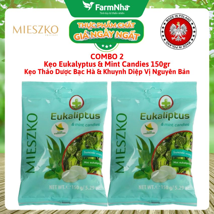 (Combo 5) Kẹo Eukalyptus & Mint Candies 150g – Kẹo Bạc Hà Khuynh Diệp Nguyên Bản