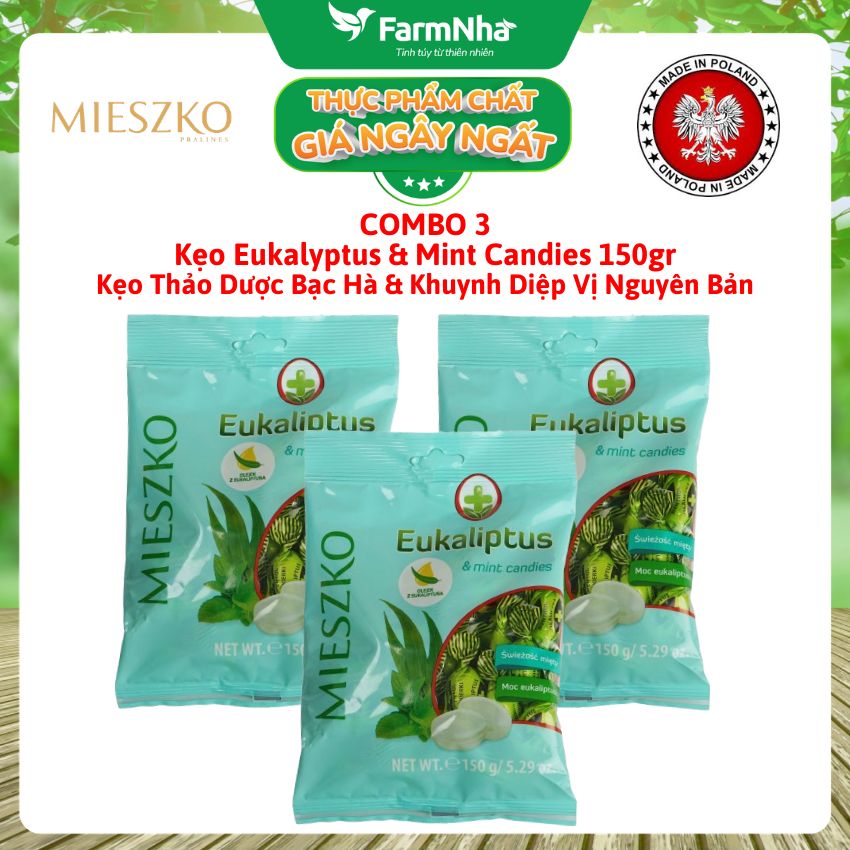 (Combo 5) Kẹo Eukalyptus & Mint Candies 150g – Kẹo Bạc Hà Khuynh Diệp Nguyên Bản