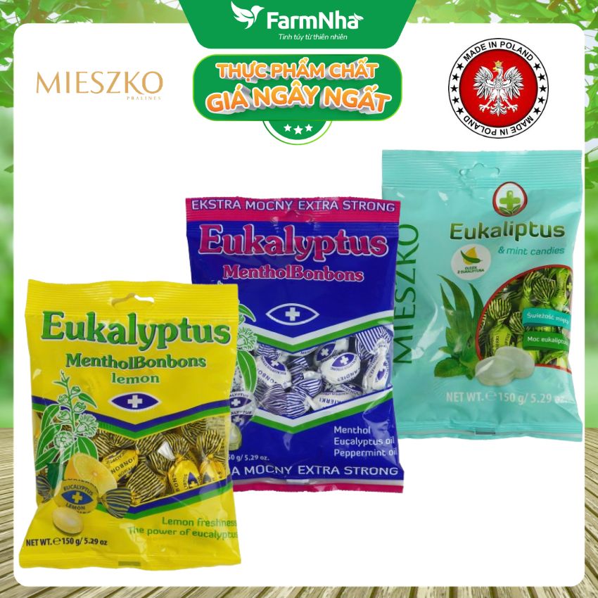 (Combo 5) Kẹo Eukalyptus & Mint Candies 150g – Kẹo Bạc Hà Khuynh Diệp Nguyên Bản