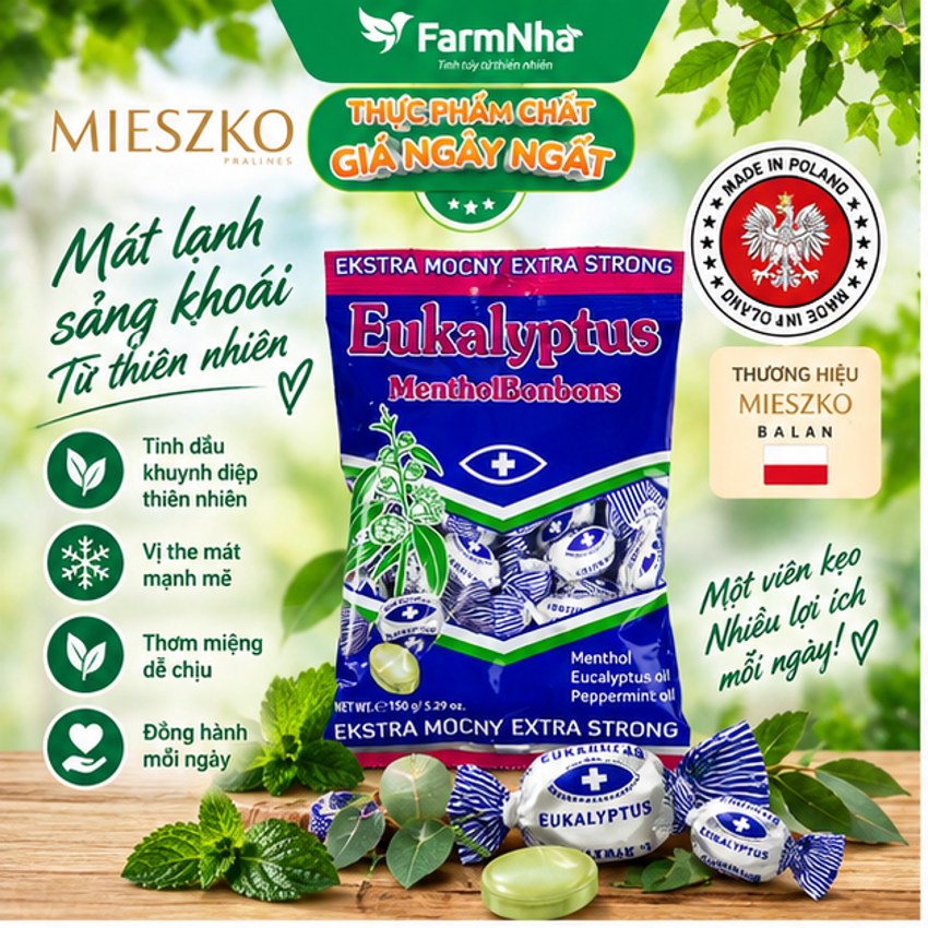 (Combo 6) Kẹo Eukalyptus Menthol Bonbons Extra Strong 150g – Bạc Hà Khuynh Diệp Siêu The Mát
