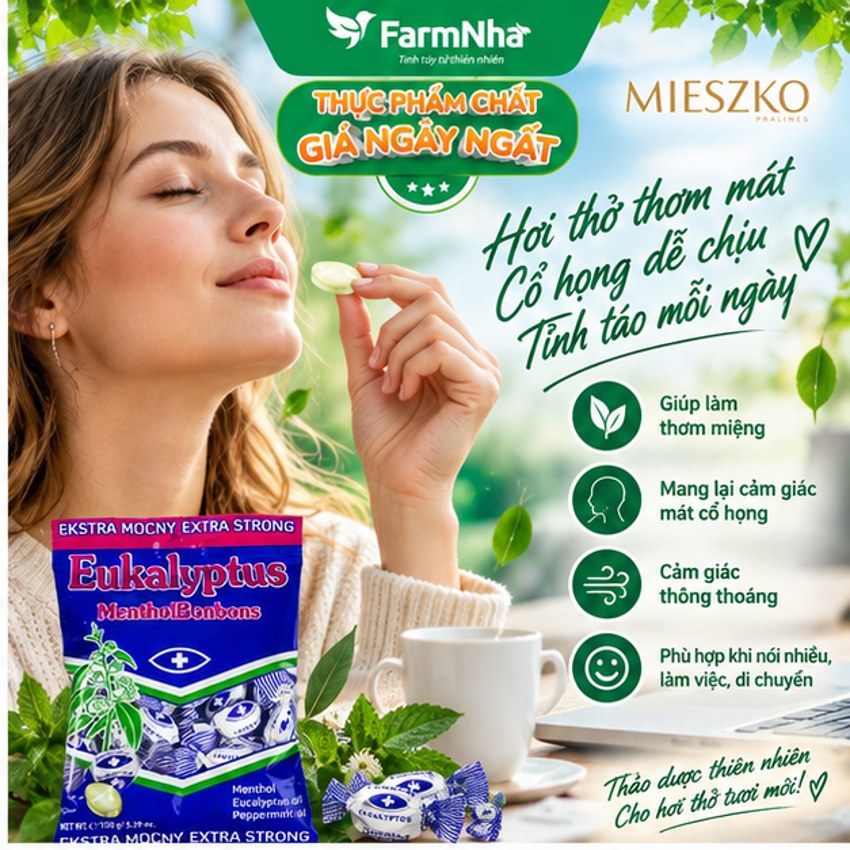 (Combo 6) Kẹo Eukalyptus Menthol Bonbons Extra Strong 150g – Bạc Hà Khuynh Diệp Siêu The Mát