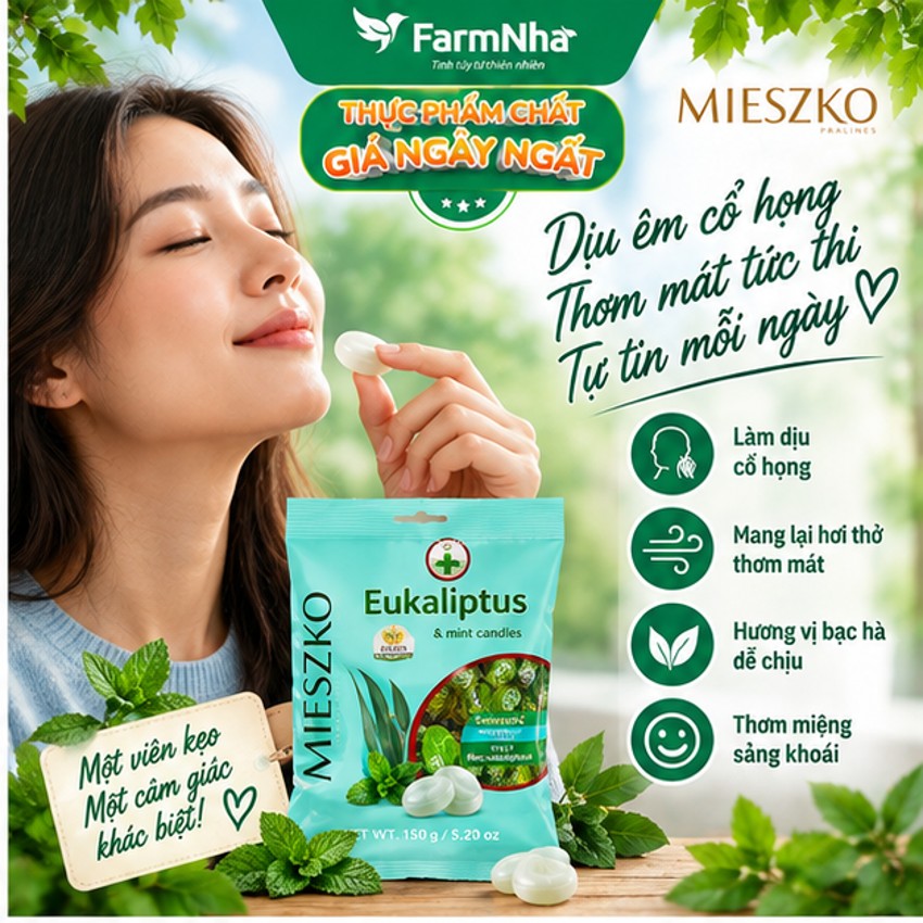 (Combo 6) Kẹo Eukalyptus & Mint Candies 150g – Kẹo Bạc Hà Khuynh Diệp Nguyên Bản
