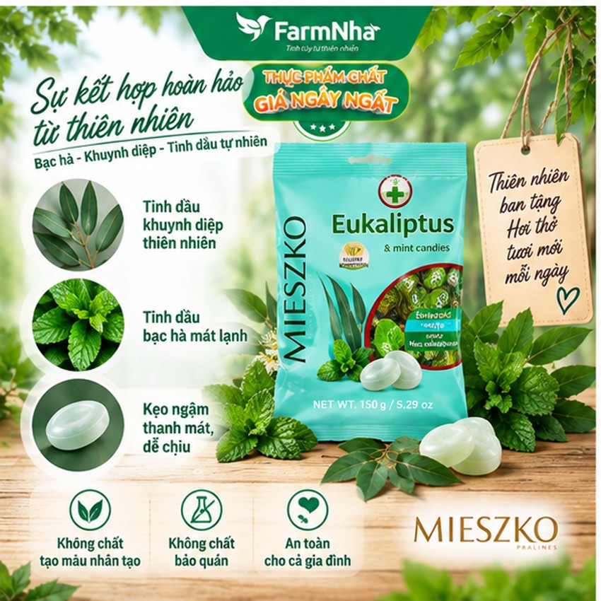 (Combo 6) Kẹo Eukalyptus & Mint Candies 150g – Kẹo Bạc Hà Khuynh Diệp Nguyên Bản