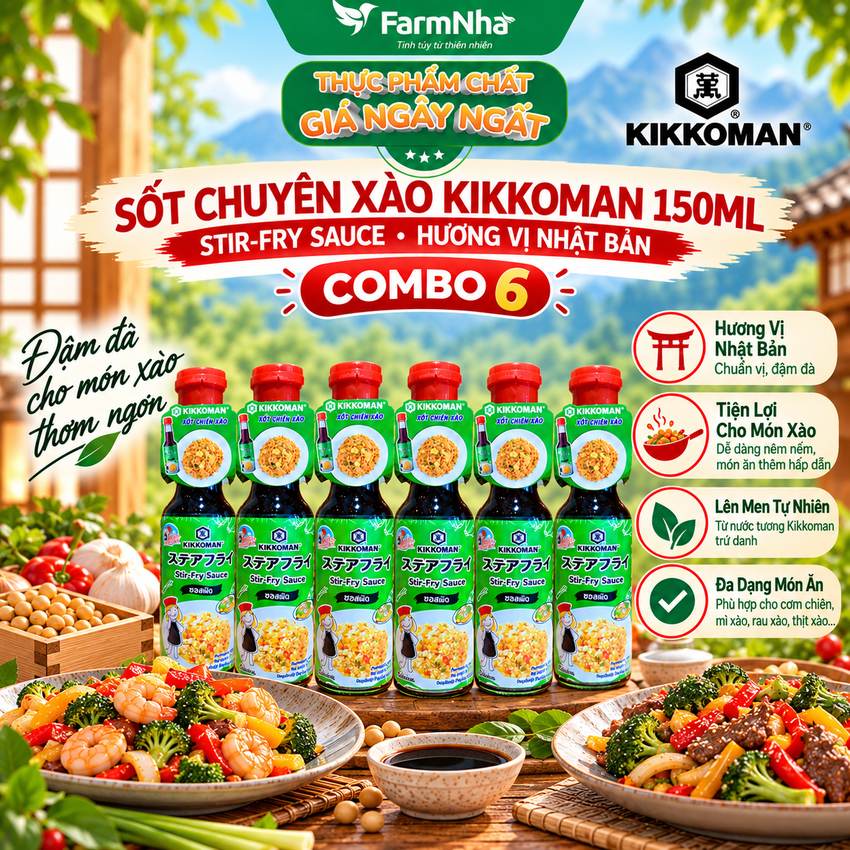 (Combo 6) Sốt Chuyên Xào Kikkoman Stir-Fry Sauce 150ml - Món Xào Ngon Chuẩn Nhà Hàng tại Nhà 