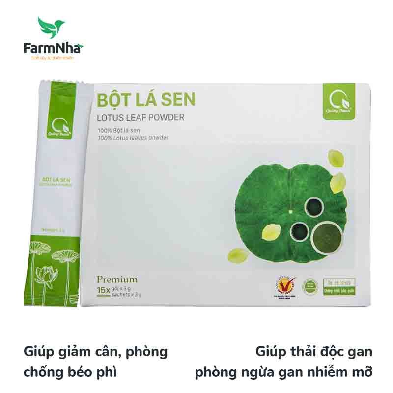 Bột Lá Sen Quảng Thanh Hộp (15 gói x 3g) - Chuẩn Xuất Khẩu FDA Hoa Kỳ