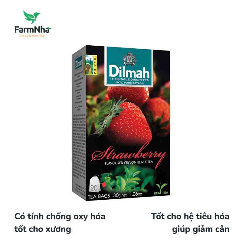 Trà Dilmah Strawberry Vị Dâu túi lọc 30g 20 túi x 1.5g - Tinh hoa trà Sri Lanka