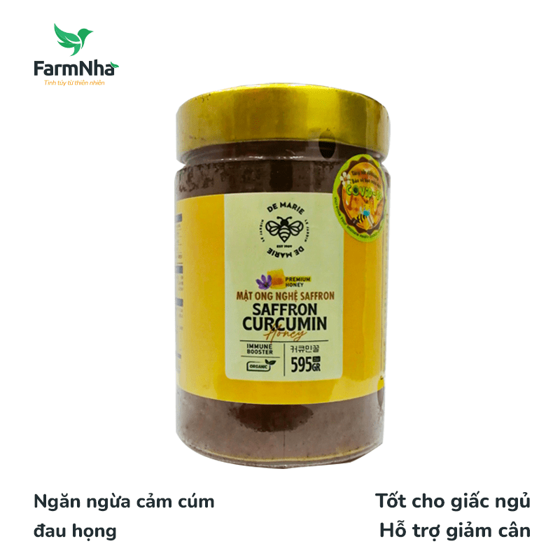 Mật Ong Nghệ Saffron De Marie 595gr (Saffron Curcumin Honey) - Mang lại nhiều lợi ích cho sức khỏe và làm đẹp