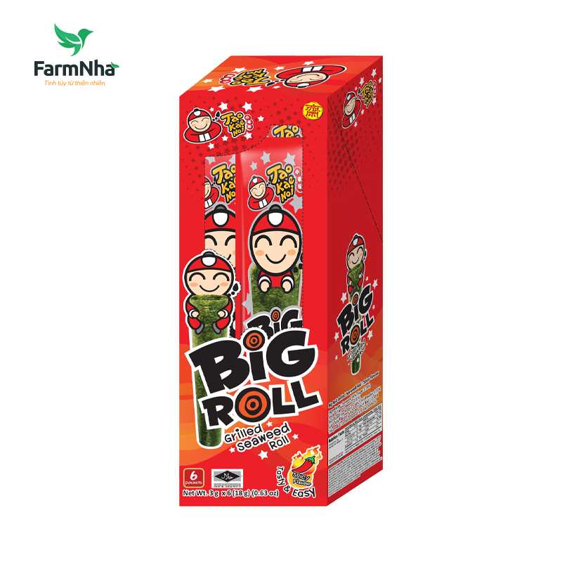 Rong Biển Tao Kae Noi BIG ROLL Vị Cay 3g (Hộp 6) - Số 1 Thái Lan