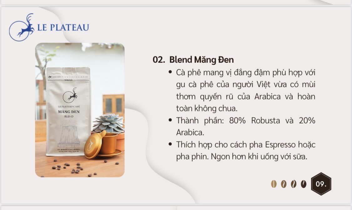 Coffee Măng Đen Blend Le Plateau 250g Nano máy - 20% Ara, 80% Rob - Chuẩn Xuất Khẩu FDA Hoa Kỳ