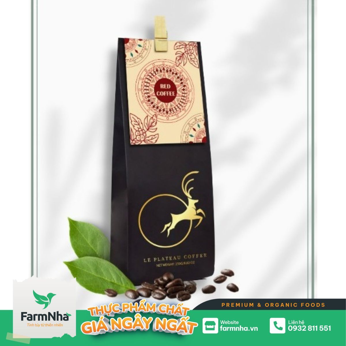 Coffee Red Le Plateau 250gr pha Phin 100% Robusta - Chuẩn Xuất Khẩu FDA Hoa Kỳ