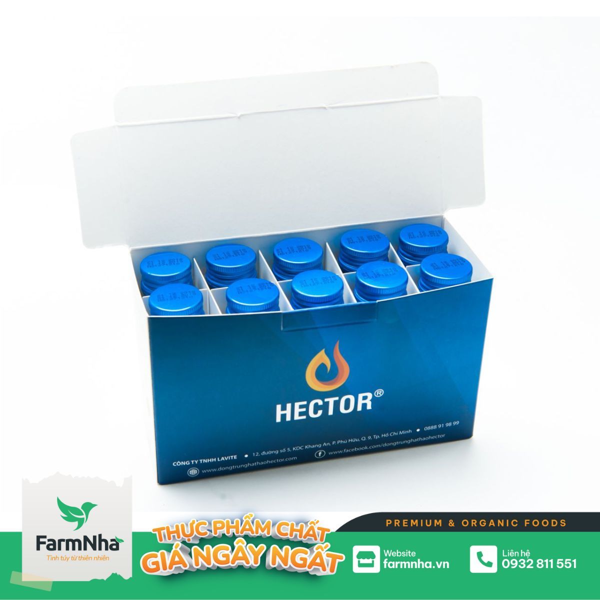 Nước Đông Trùng Hạ Thảo Hector Sâm (Hộp 10 Chai x 50ml) - Tăng cường sinh lý, Giải độc Gan, Tăng sinh lực khi làm việc cường độ cao