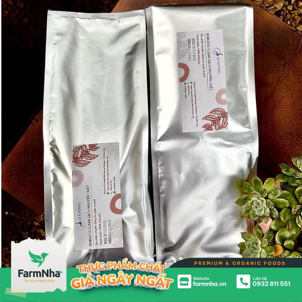 Cà Phê Robusta Clean Le Plateau 1kg pha Phin 100% Robusta coffee - Sản phẩm đặc biệt Dành cho Quán Cafe