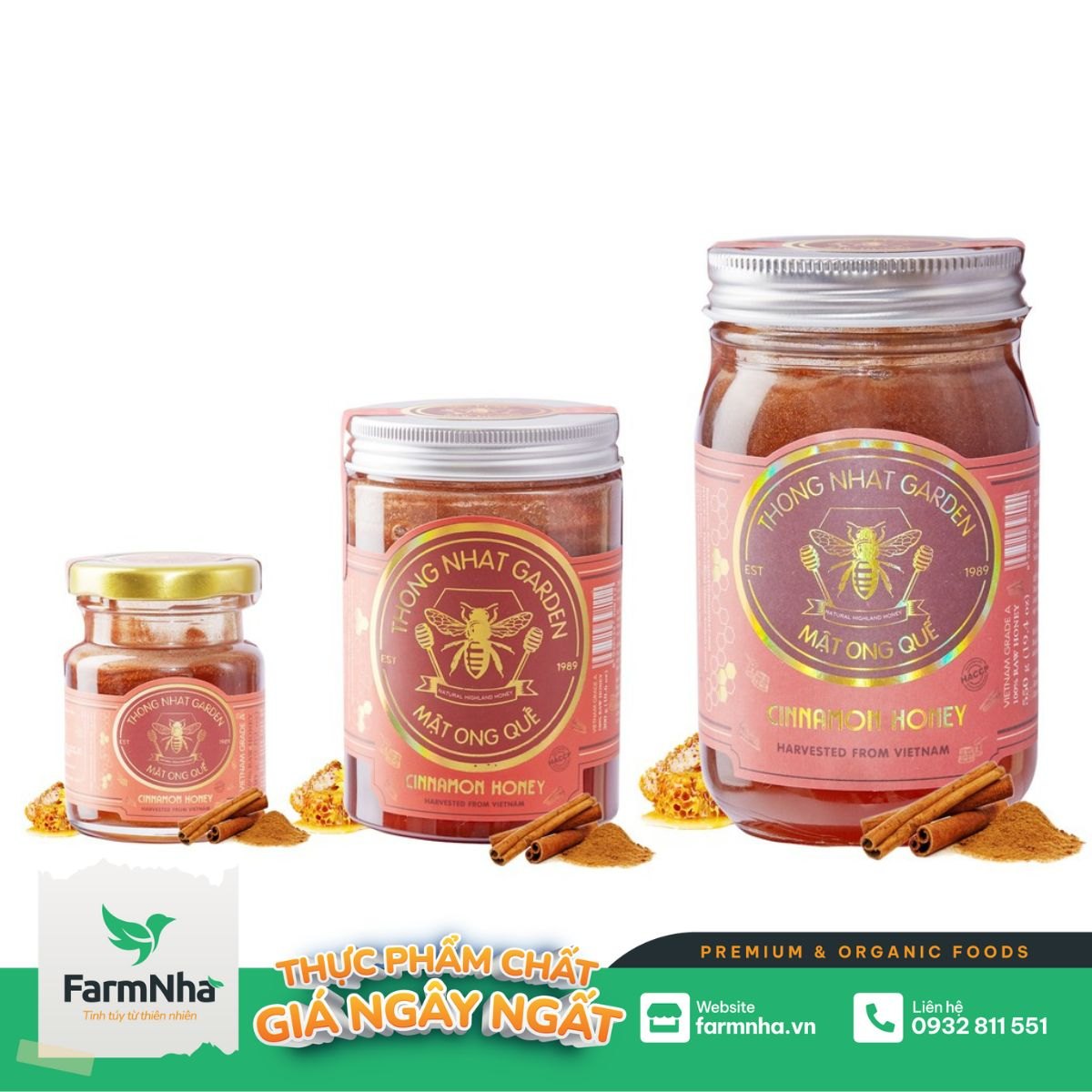 Mật Ong Quế Thống Nhất Garden 550Gr (Cinnamon Honey) - Giảm mỡ thừa, Cải Thiện Hệ Tiêu Hóa và Ngăn ngừa tim mạch, huyết áp