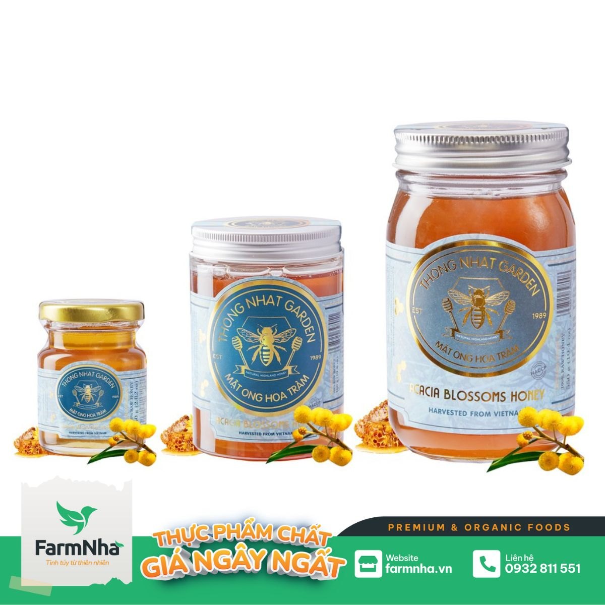 Mật ong Hoa Tràm Thống Nhất Garden 300gr (Acacia Blossoms Honey) - Giúp bồi bổ sức khỏe, kháng viêm và trị ho