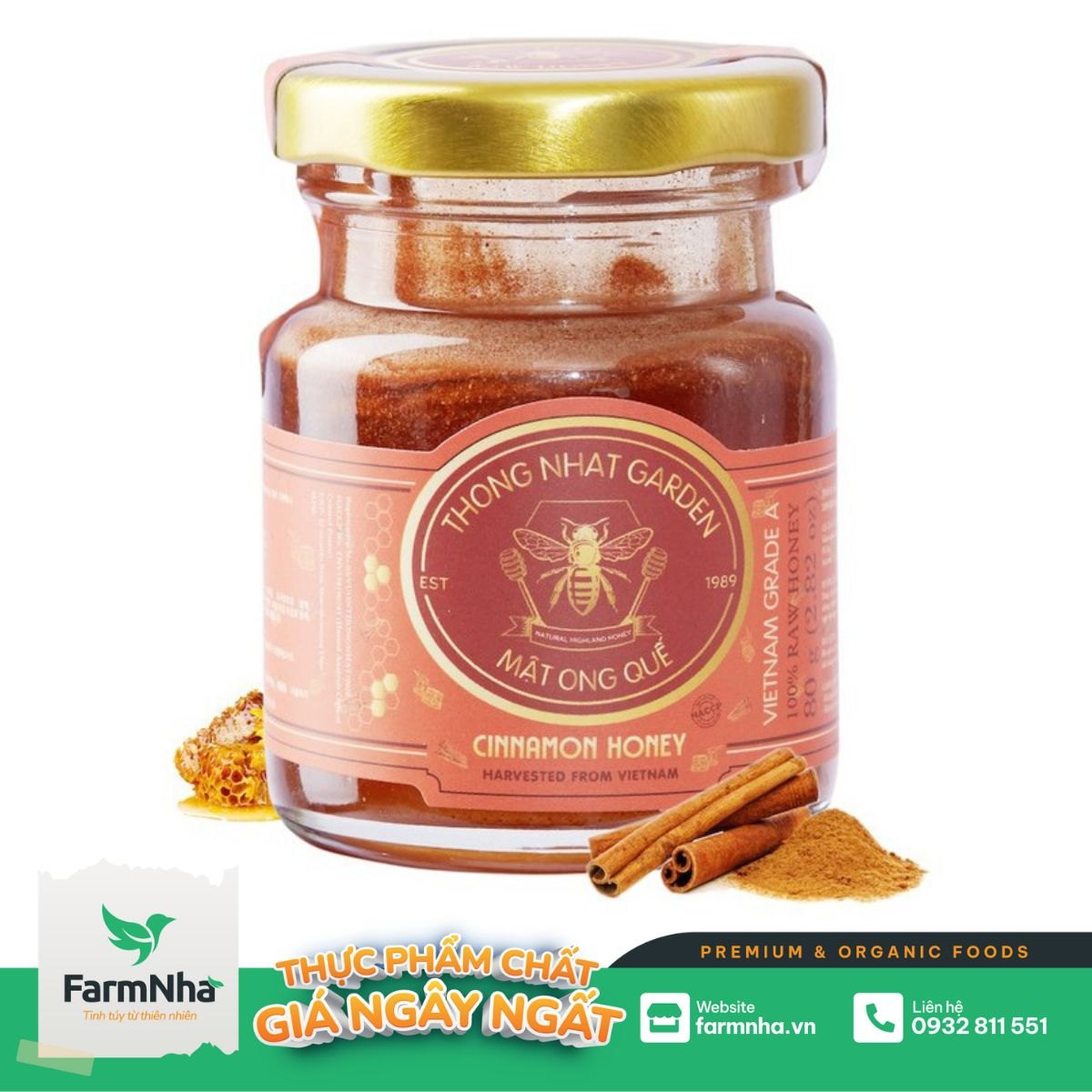 Mật Ong Quế Thống Nhất Garden 80Gr (Cinnamon Honey) - Giảm mỡ thừa, Cải Thiện Hệ Tiêu Hóa và Ngăn ngừa tim mạch, huyết áp