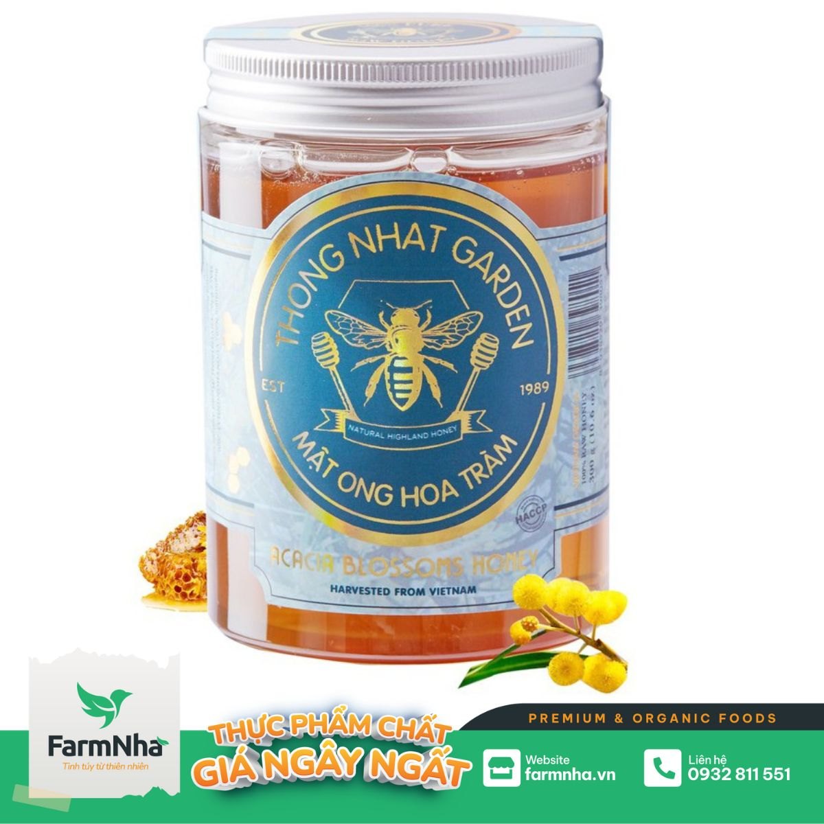 Mật ong Hoa Tràm Thống Nhất Garden 300gr (Acacia Blossoms Honey) - Giúp bồi bổ sức khỏe, kháng viêm và trị ho