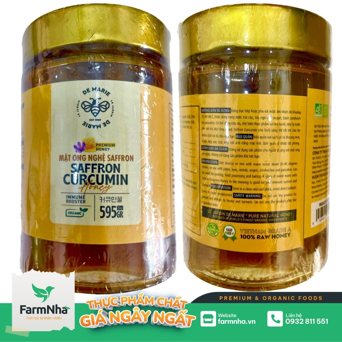 Mật Ong Nghệ Saffron De Marie 595gr (Saffron Curcumin Honey) - Mang lại nhiều lợi ích cho sức khỏe và làm đẹp