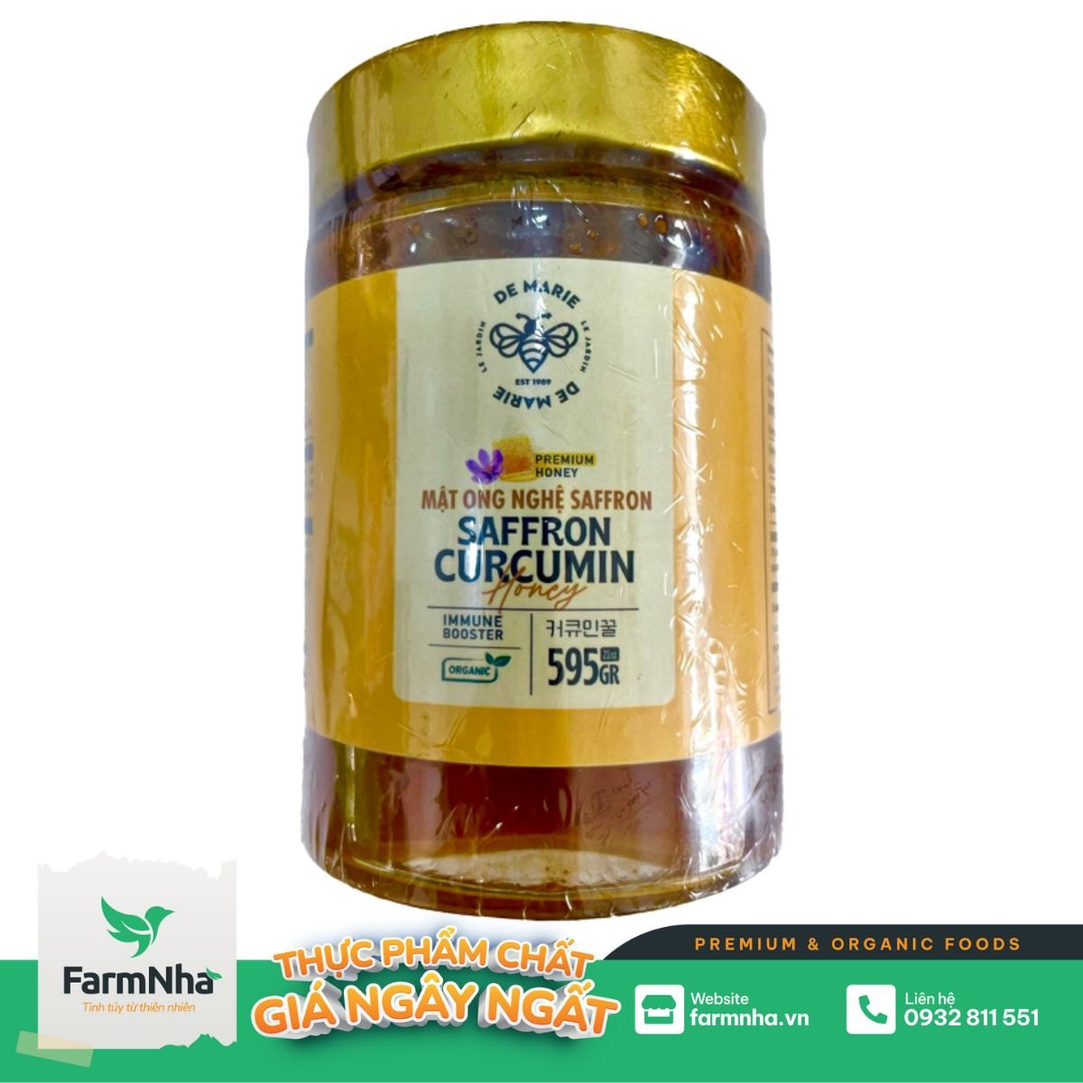 Mật Ong Nghệ Saffron De Marie 595gr (Saffron Curcumin Honey) - Mang lại nhiều lợi ích cho sức khỏe và làm đẹp