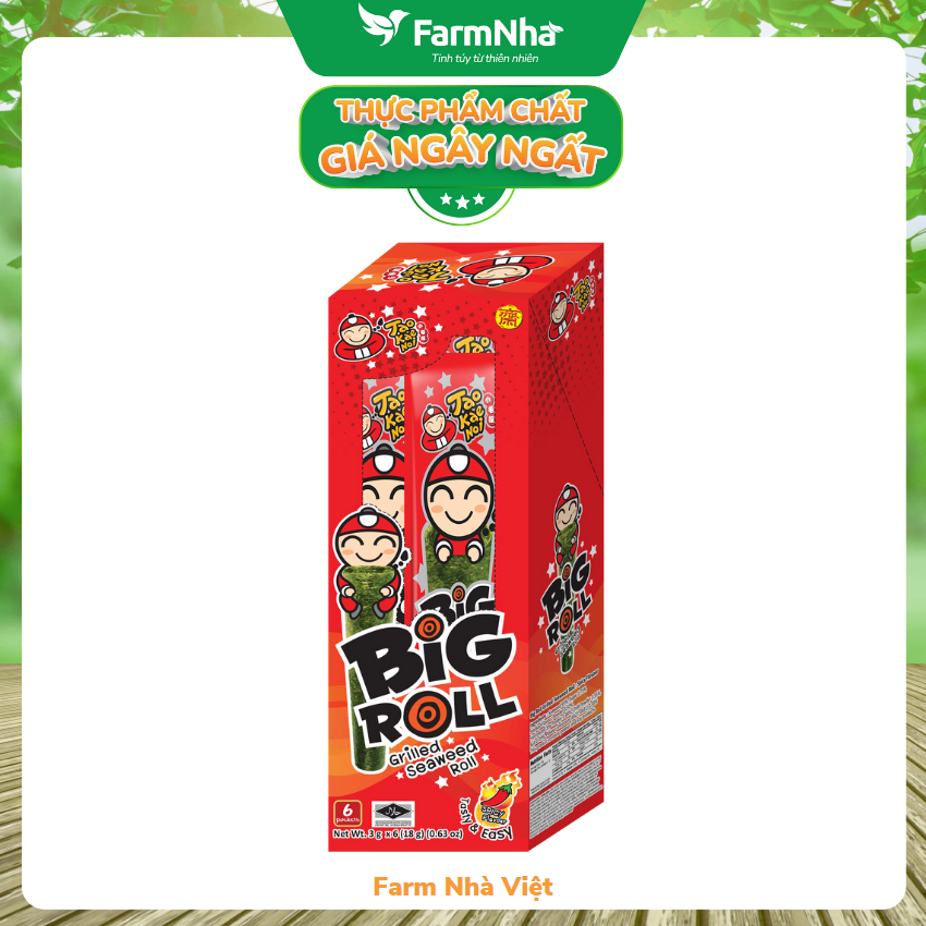 Rong Biển Tao Kae Noi BIG ROLL Vị Cay 3g (Hộp 6) - Số 1 Thái Lan