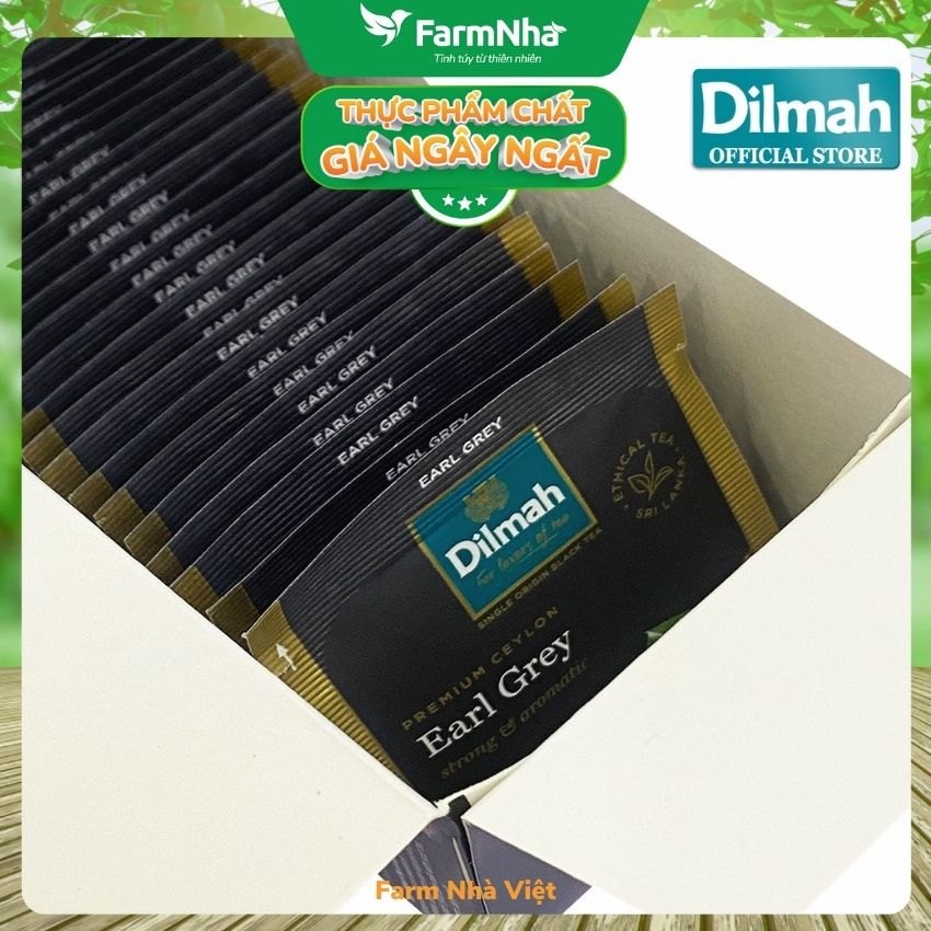 Trà Dilmah Premium Ceylon Earl Grey Tea 50g (Túi bạc đặc biệt) 25 túi x 2gr Trà Bá Tước - Tinh hoa trà Sri Lanka