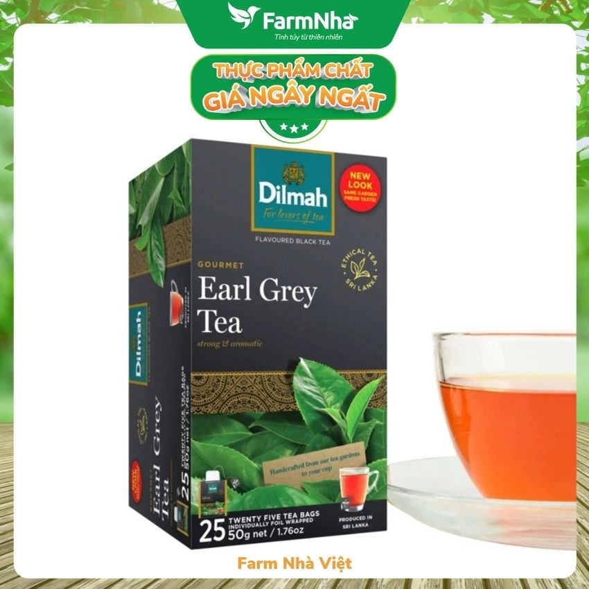 Trà Dilmah Premium Ceylon Earl Grey Tea 50g (Túi bạc đặc biệt) 25 túi x 2gr Trà Bá Tước - Tinh hoa trà Sri Lanka