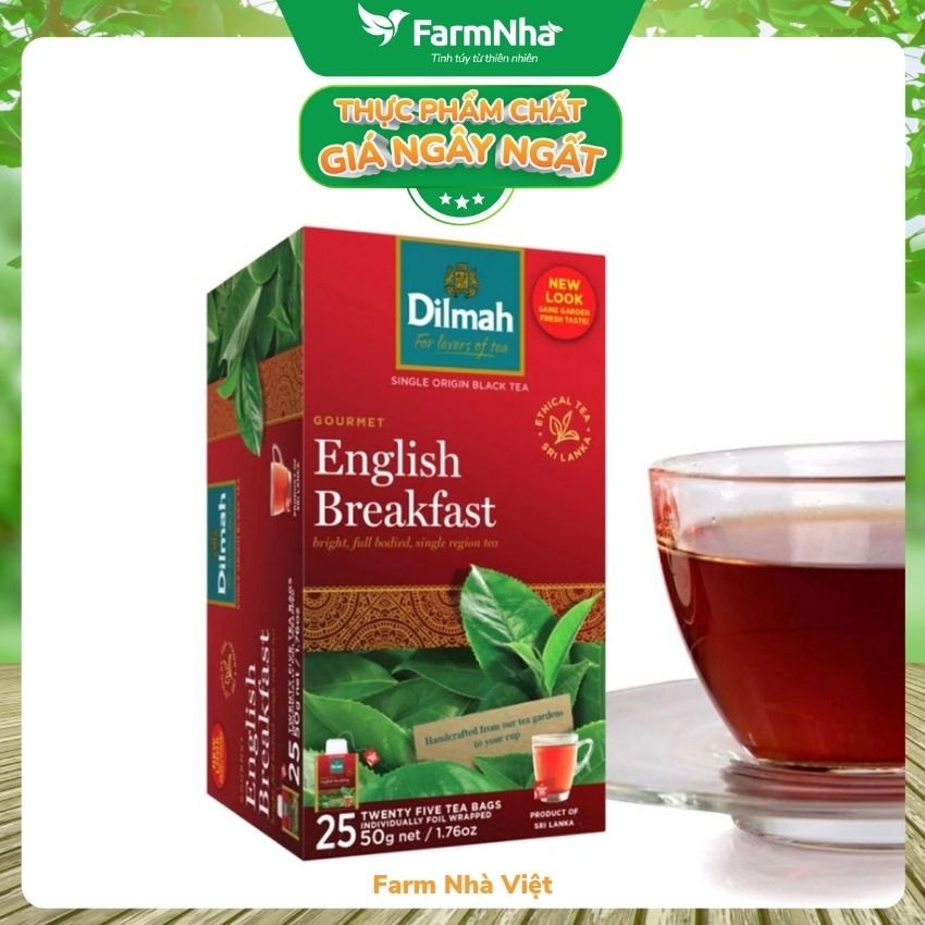 Trà Dilmah English Breakfast 50g (Túi bạc đặc biệt) 25 túi x 2g Trà Buổi Sáng - Tuyệt vời để khởi đầu một ngày mới