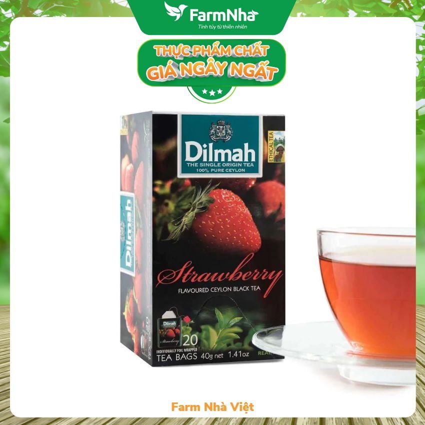 Trà Dilmah Strawberry Vị Dâu túi lọc 30g 20 túi x 1.5g - Tinh hoa trà Sri Lanka