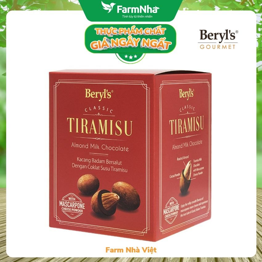 Socola Tiramisu Almond Milk Chocolate 100g Beryl's - Socola sữa hạnh nhân hấp dẫn với bột phô mai mascarpone Ý