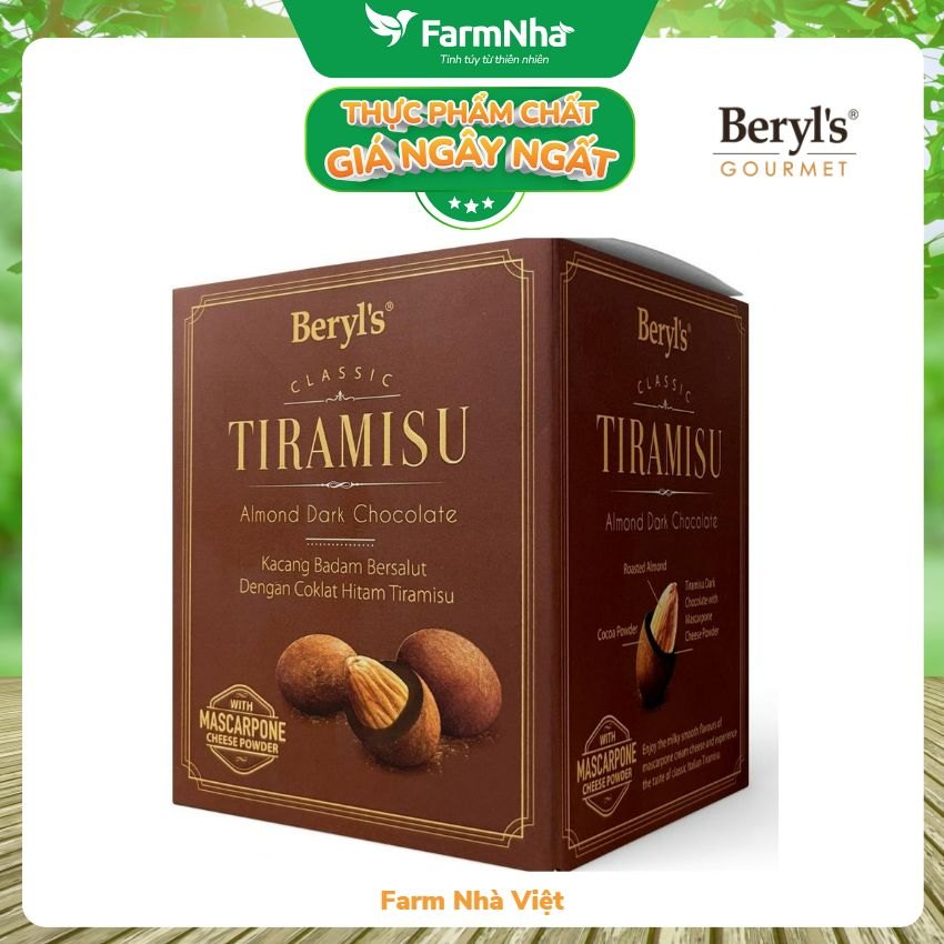 Socola Tiramisu Almond Dark Chocolate 100g Beryl's - Socola đen ngon hấp dẫn với bột phô mai Ý mascarpone