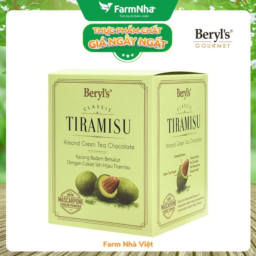 Socola Tiramisu Almond Green Tea Chocolate 100g Beryl's - Socola hạnh nhân trà xanh hấp dẫn với bột phô mai Mascarpone Ý