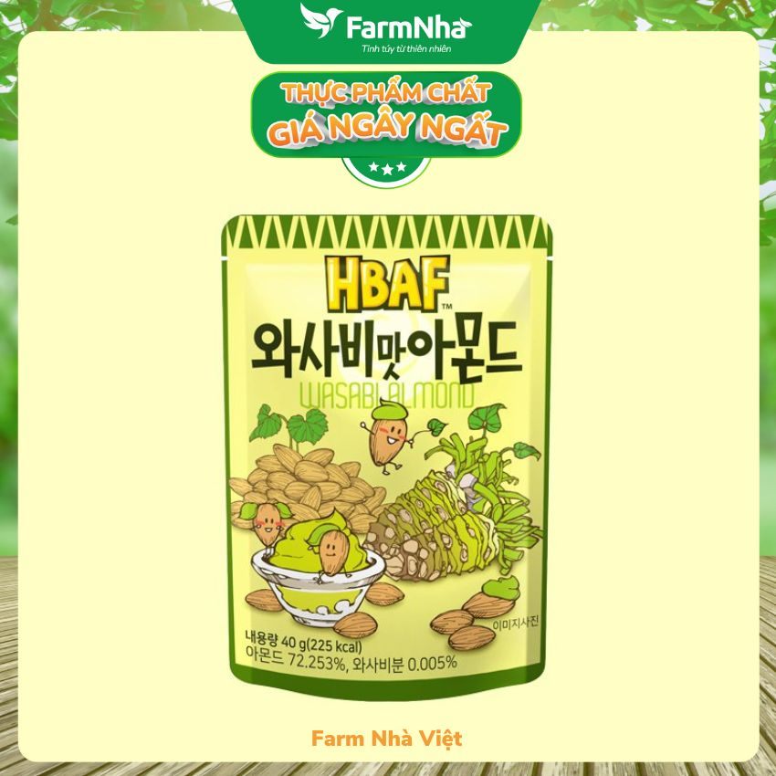 Hạt hạnh nhân Tẩm Wasabi HBAF 40gr - Sản phẩm Must try - Must Buy tại Hàn Quốc